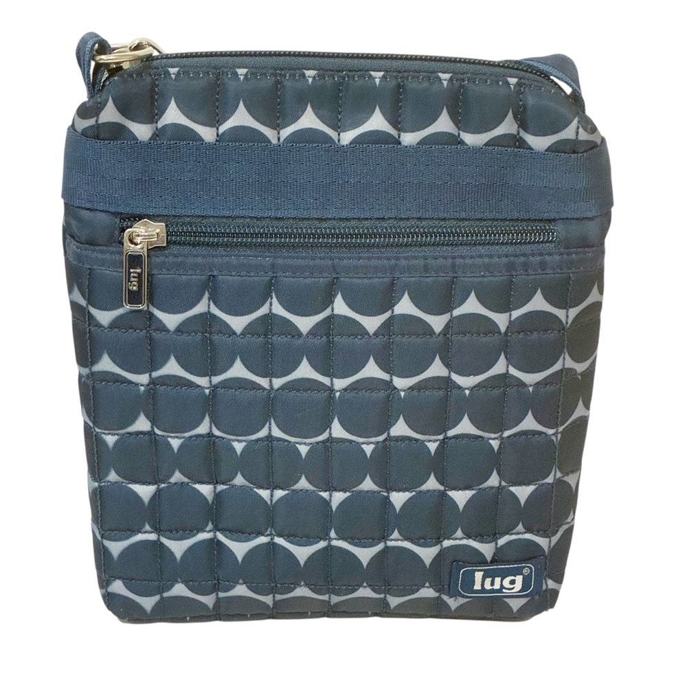LUG Blue Navy Crossbody Purse Crossbody Messenger Circles BIG Dots